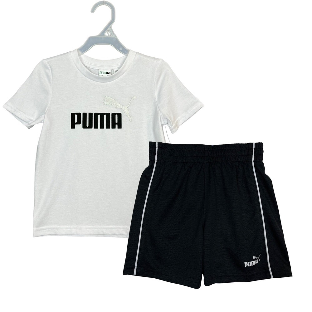 Puma Baby Boys T Shirt & Shorts Outfit Set Size 18M Black White Summer Active